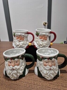 Vintage Set Of 4 Possible Dreams Ceramic Santa Mugs